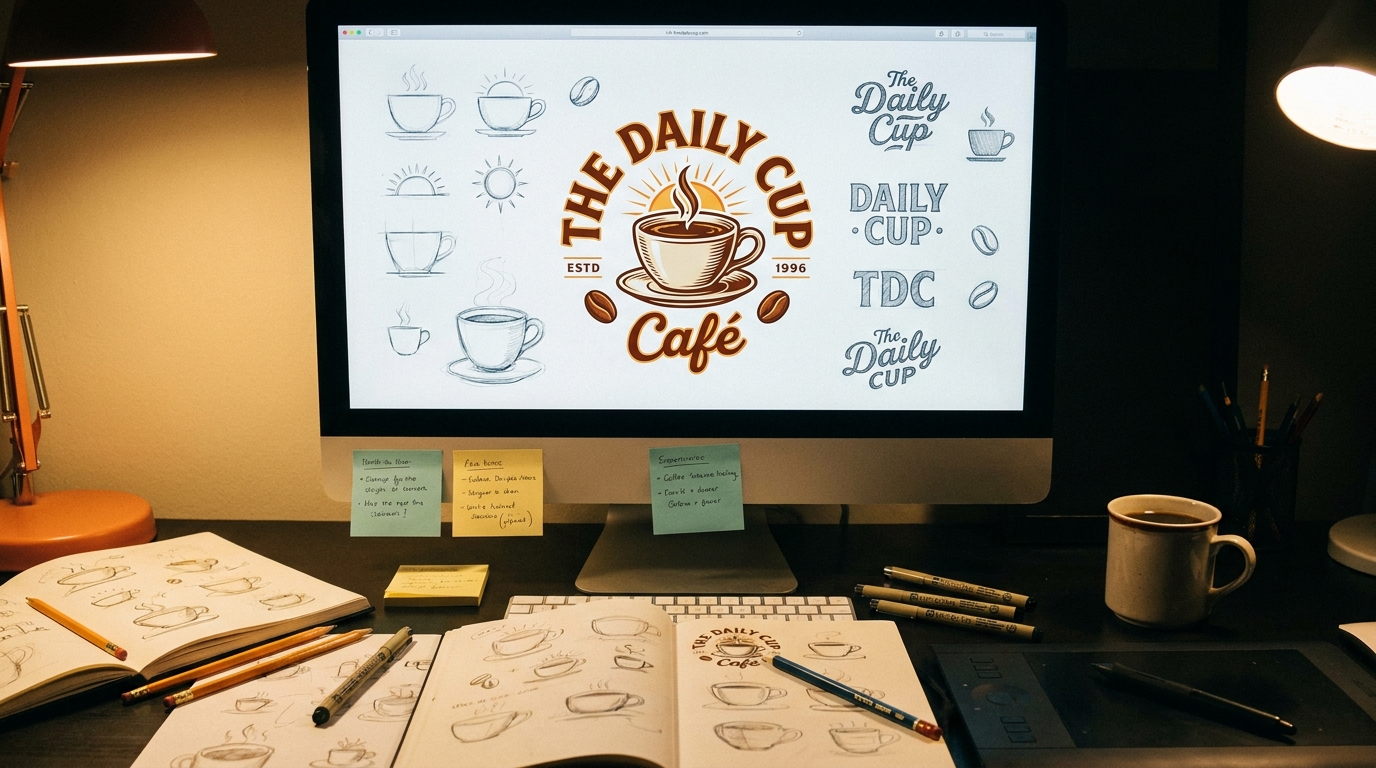 Designer desk with logo 202605182108