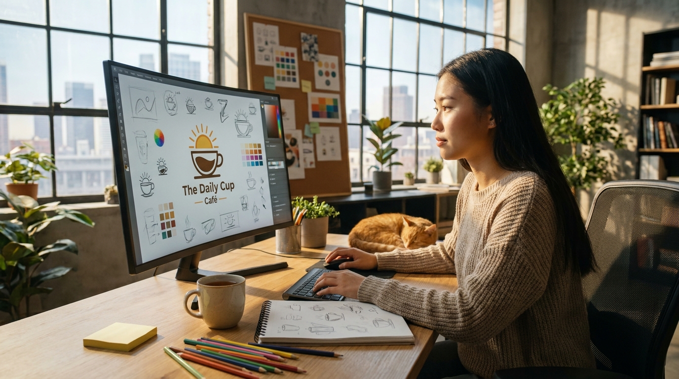 Designer working on logo 202605201027